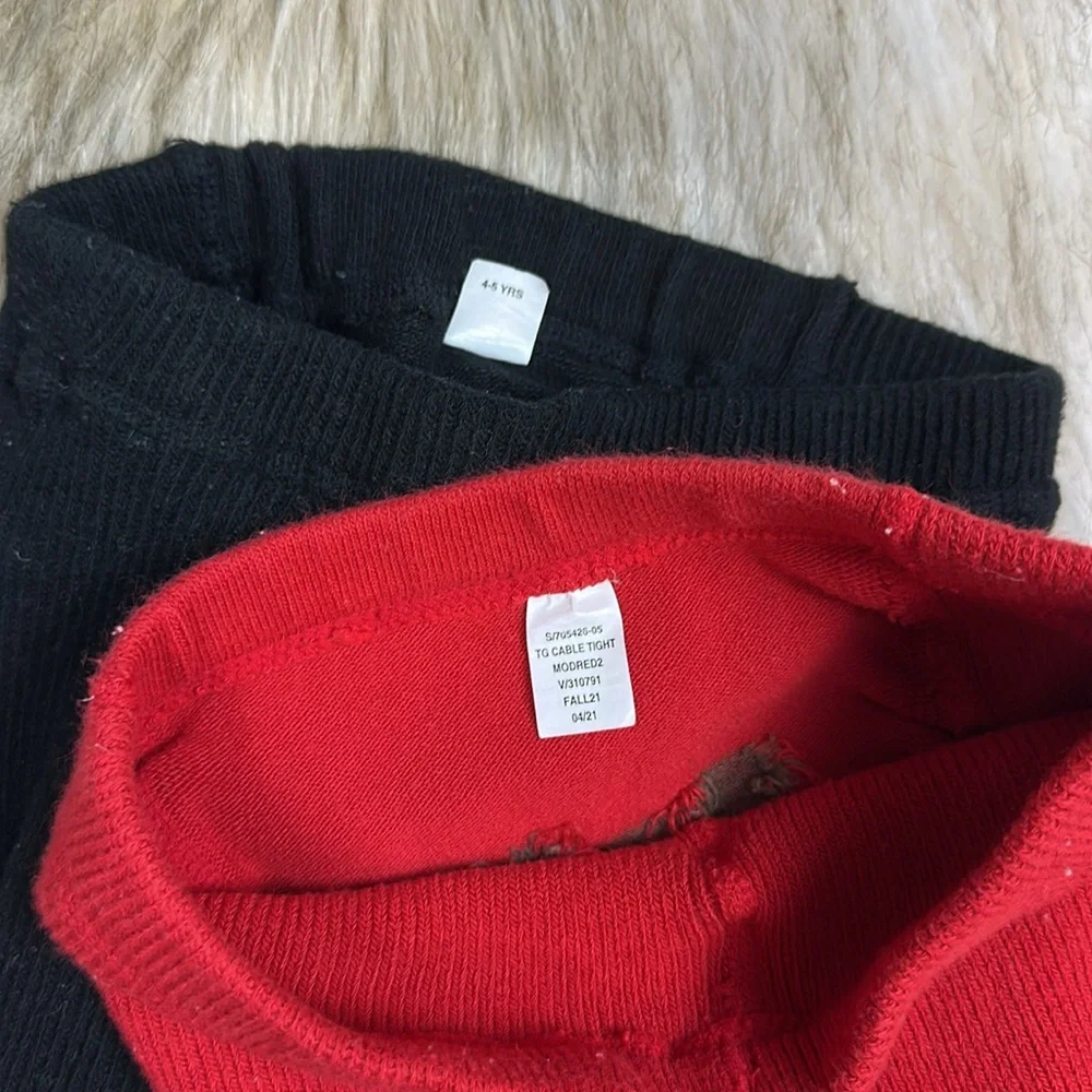 4-5 Year Baby Gap Bear Tights - Black and Red